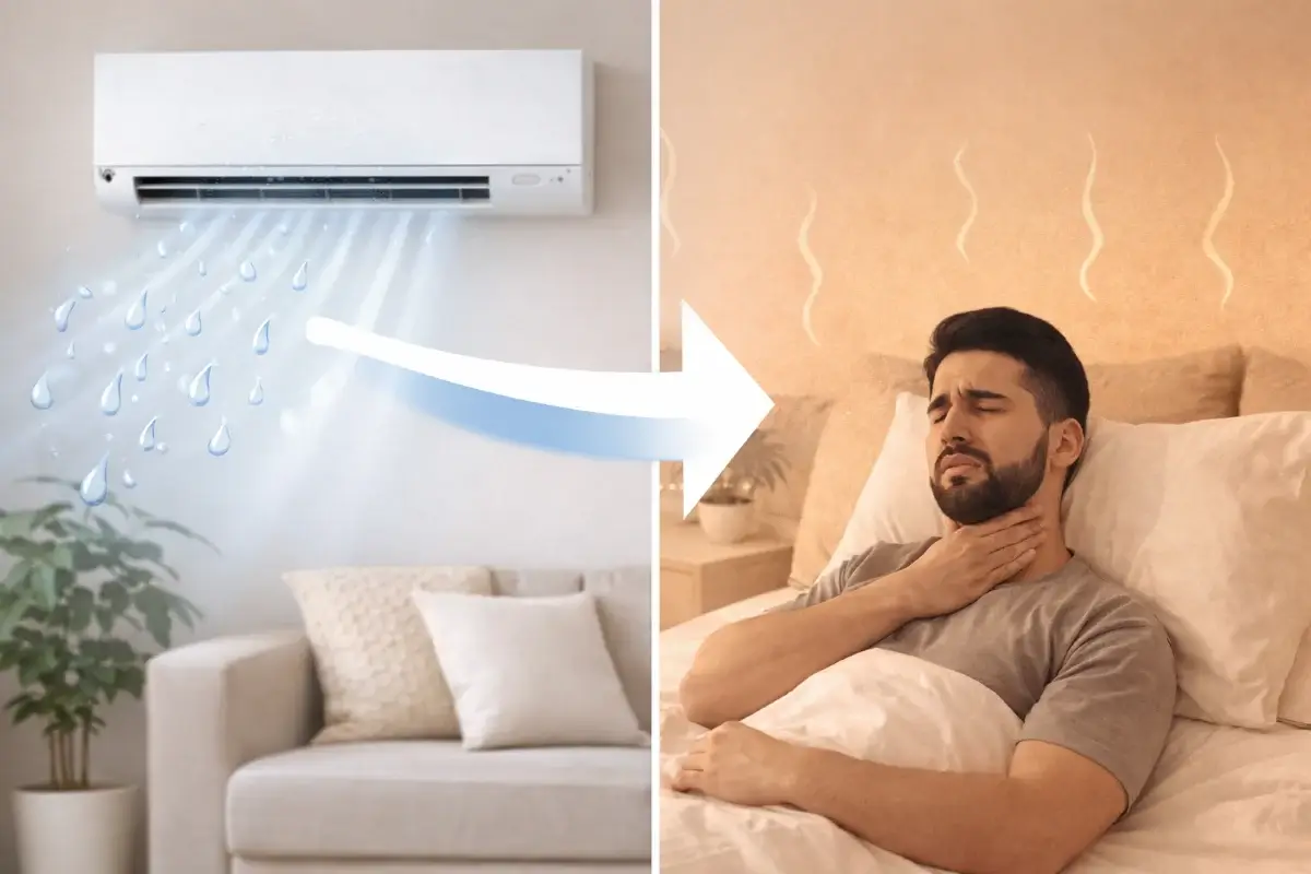 كيف يسبب المكيف جفاف الهواء داخل المنزل بسبب تقليل الرطوبة
