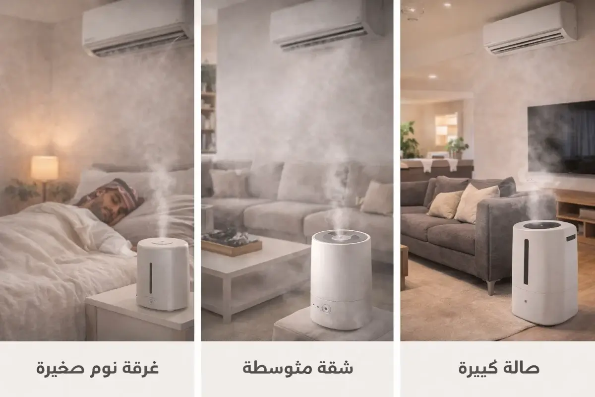 اختيار جهاز ترطيب الهواء حسب مساحة الغرفة أو الشقة أو الصالة