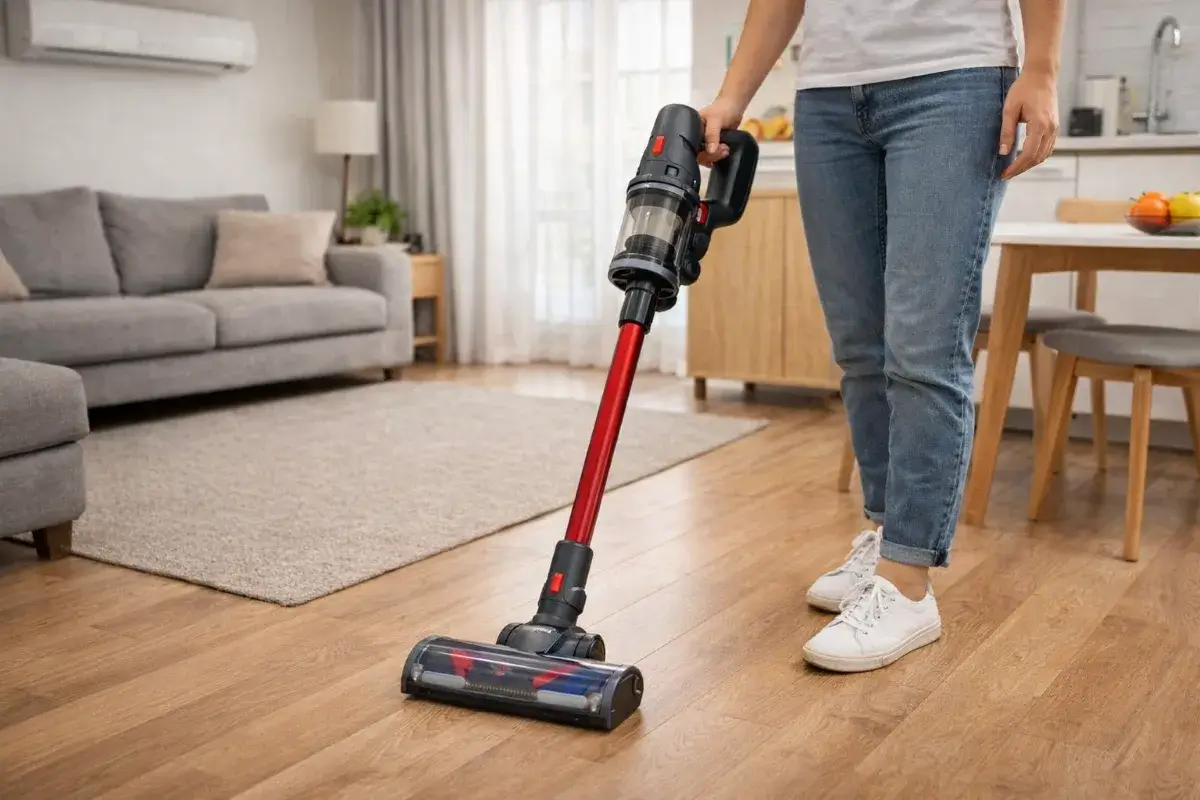 استخدام مكنسة لاسلكية في شقة صغيرة داخل منزل في السعودية