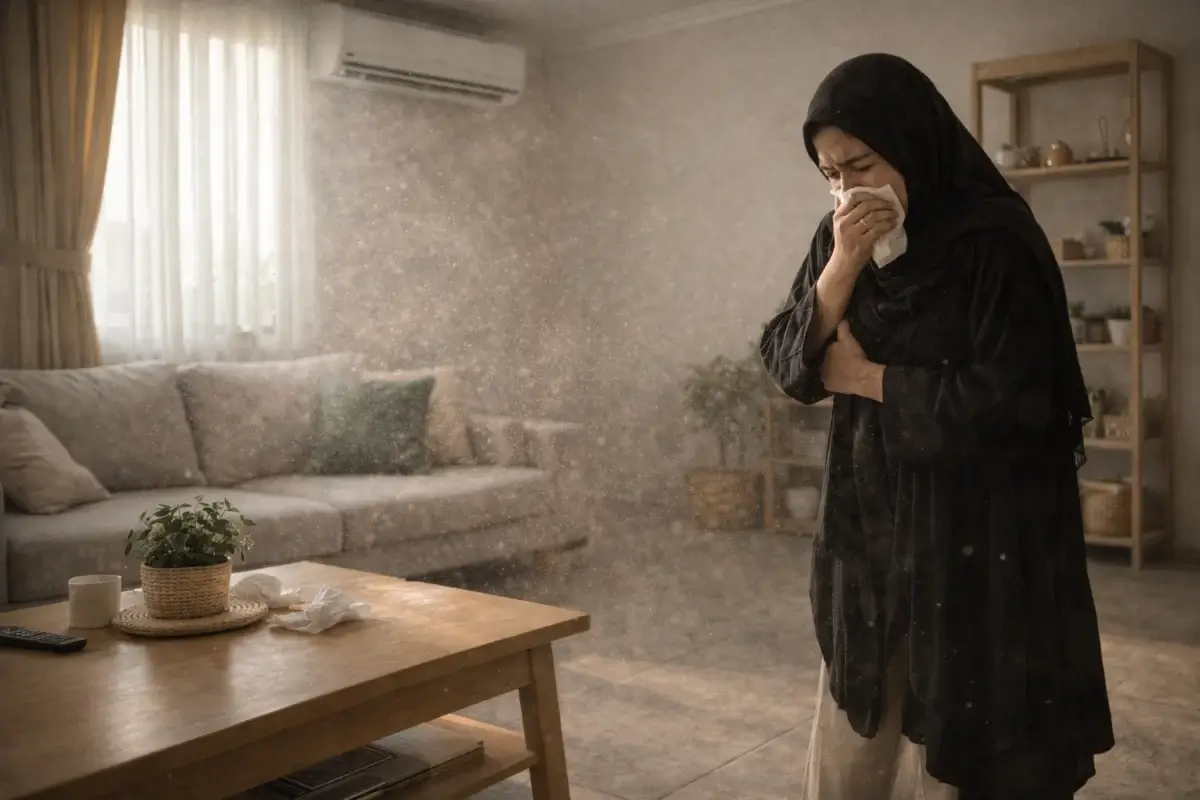 انتشار الغبار داخل منزل في السعودية رغم التنظيف اليومي