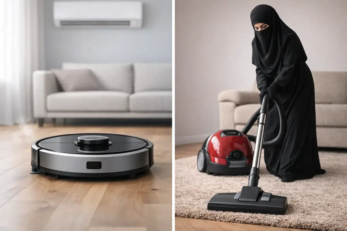 الفرق بين المكنسة الروبوت والمكنسة التقليدية من حيث الراحة والجهد داخل المنزل