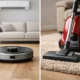 مقارنة بين مكنسة روبوت ومكنسة تقليدية داخل منزل حديث في السعودية