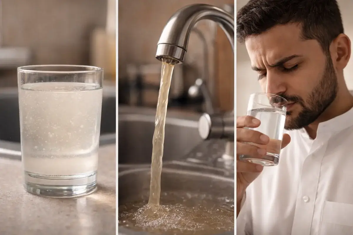علامات مشكلة في ماء الحنفية مثل تغير اللون أو الرائحة داخل المنزل