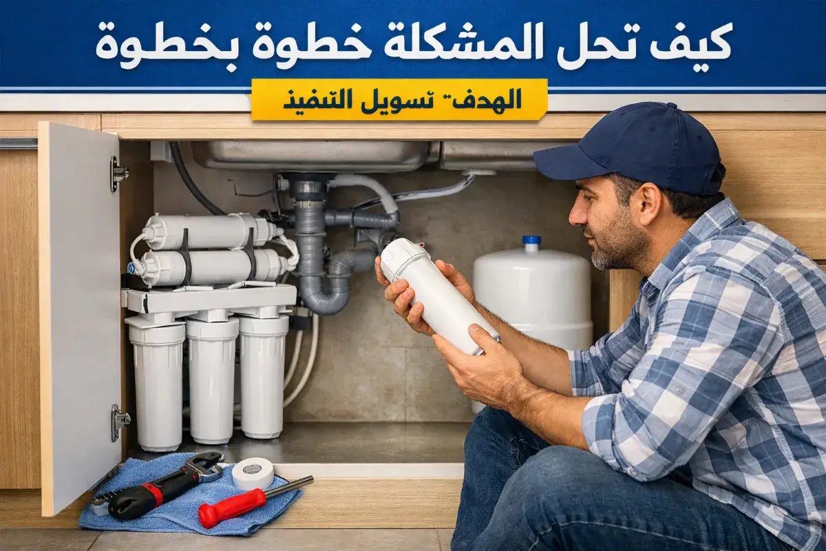 فحص فلتر الماء تحت الحوض وإصلاحه باستخدام أدوات بسيطة