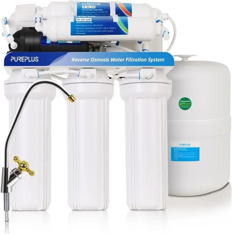 فلتر PUREPLUS 6 Stage RO تحت الحوض للأمان الكامل عند الشرب